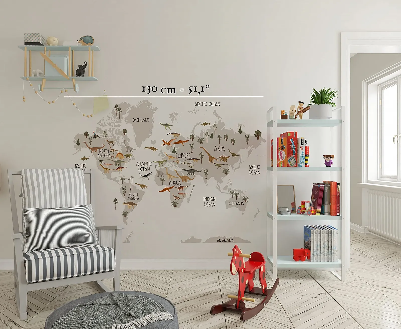 Наклейка на стену Dinosaur Wall Map Динозавры Jurassic World, фото №3