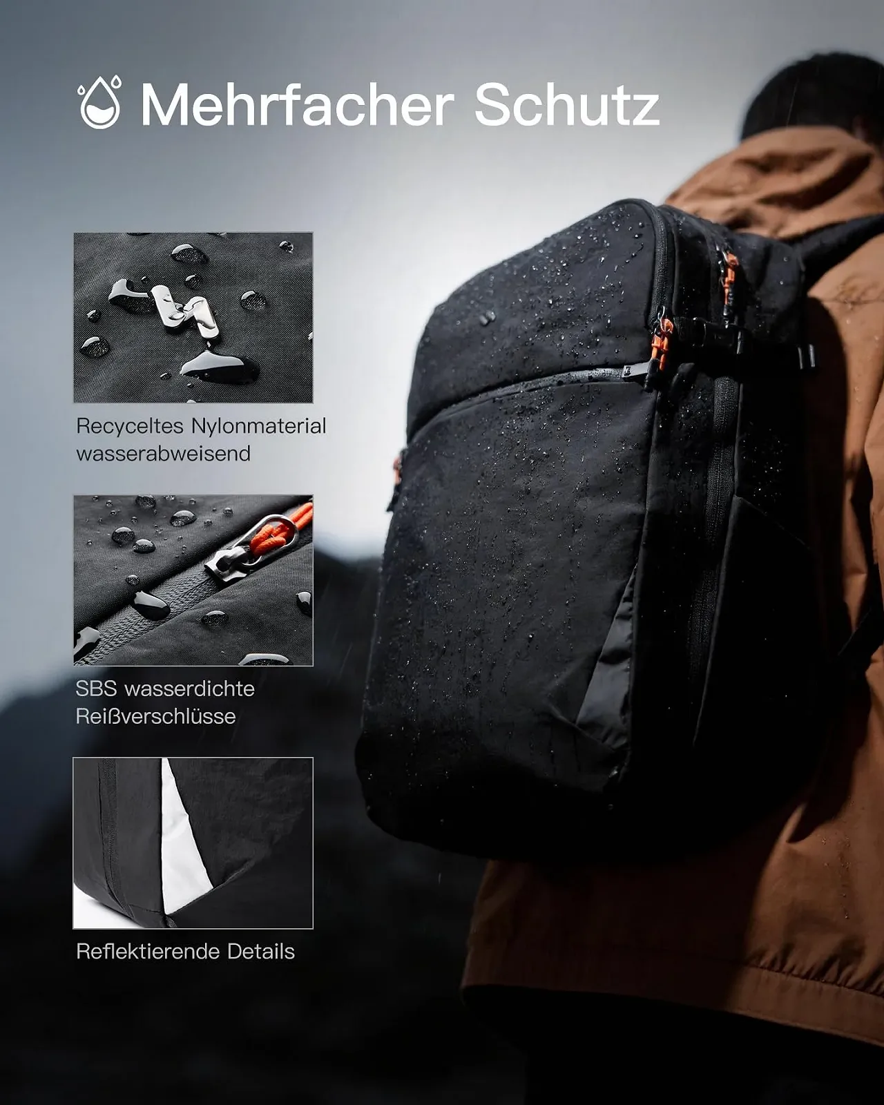 Рюкзак для ноутбука Inateck Lightour—BPX33 15.6-16 дюймов дорожный 39L TSA, фото №6