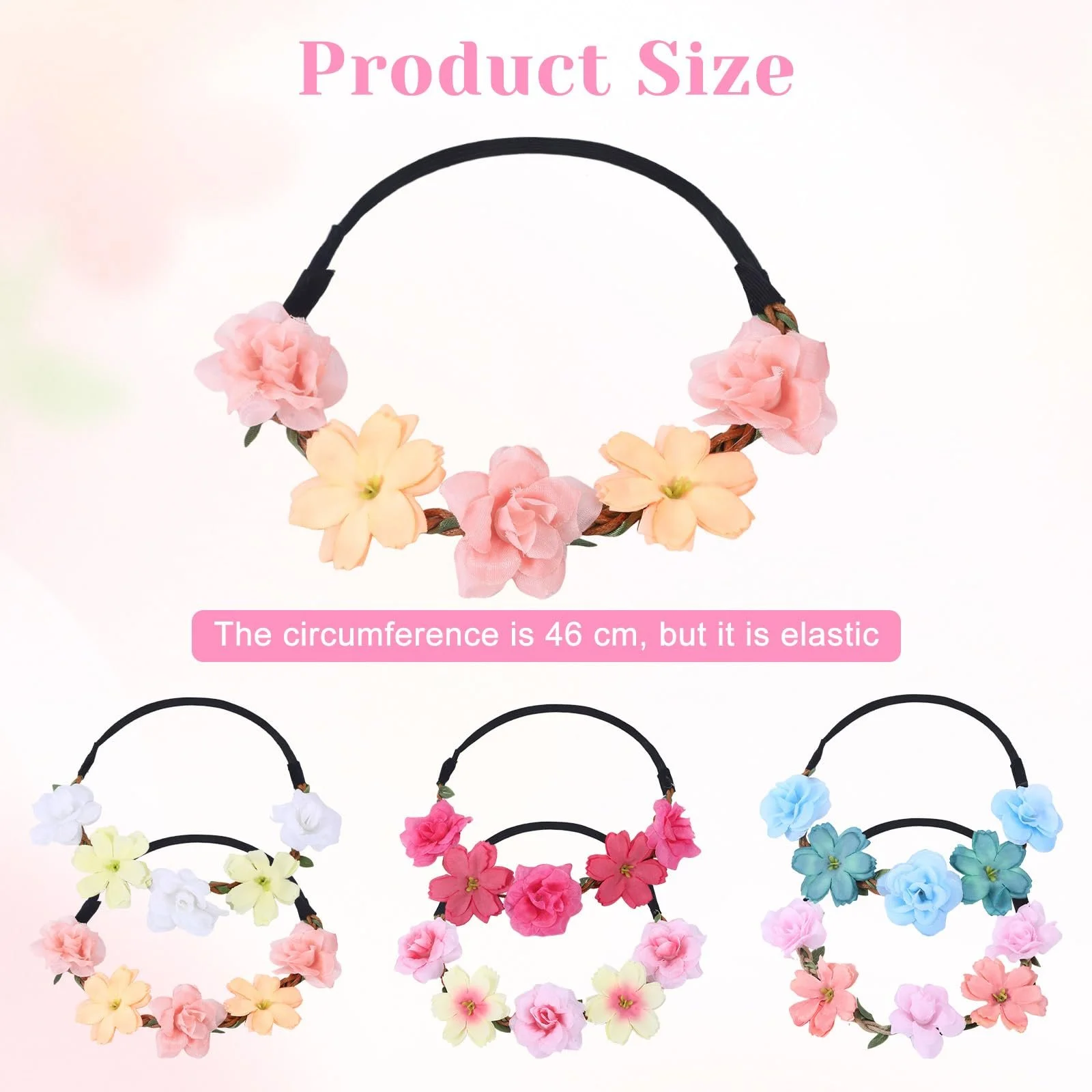 Вінок для волосся Квітковий 6 штук Різнокольоровий, фото №2 Вінок для волосся Квітковий 6 штук Різнокольоровий, фото №2