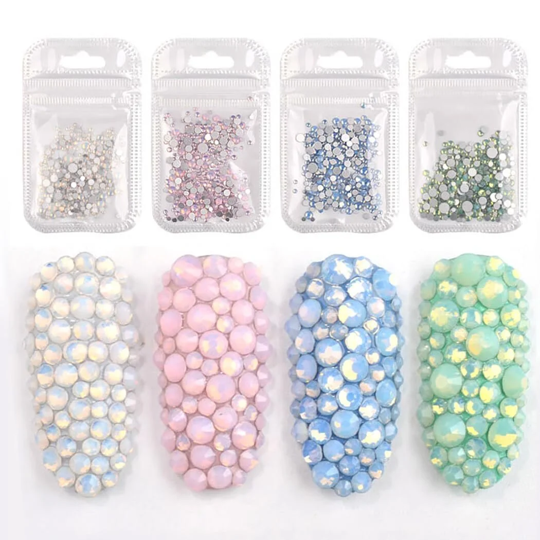 Блискучі міні-стрази для нігтів, штучні, плоскі, маленькі стрази для манікюру, фото №3