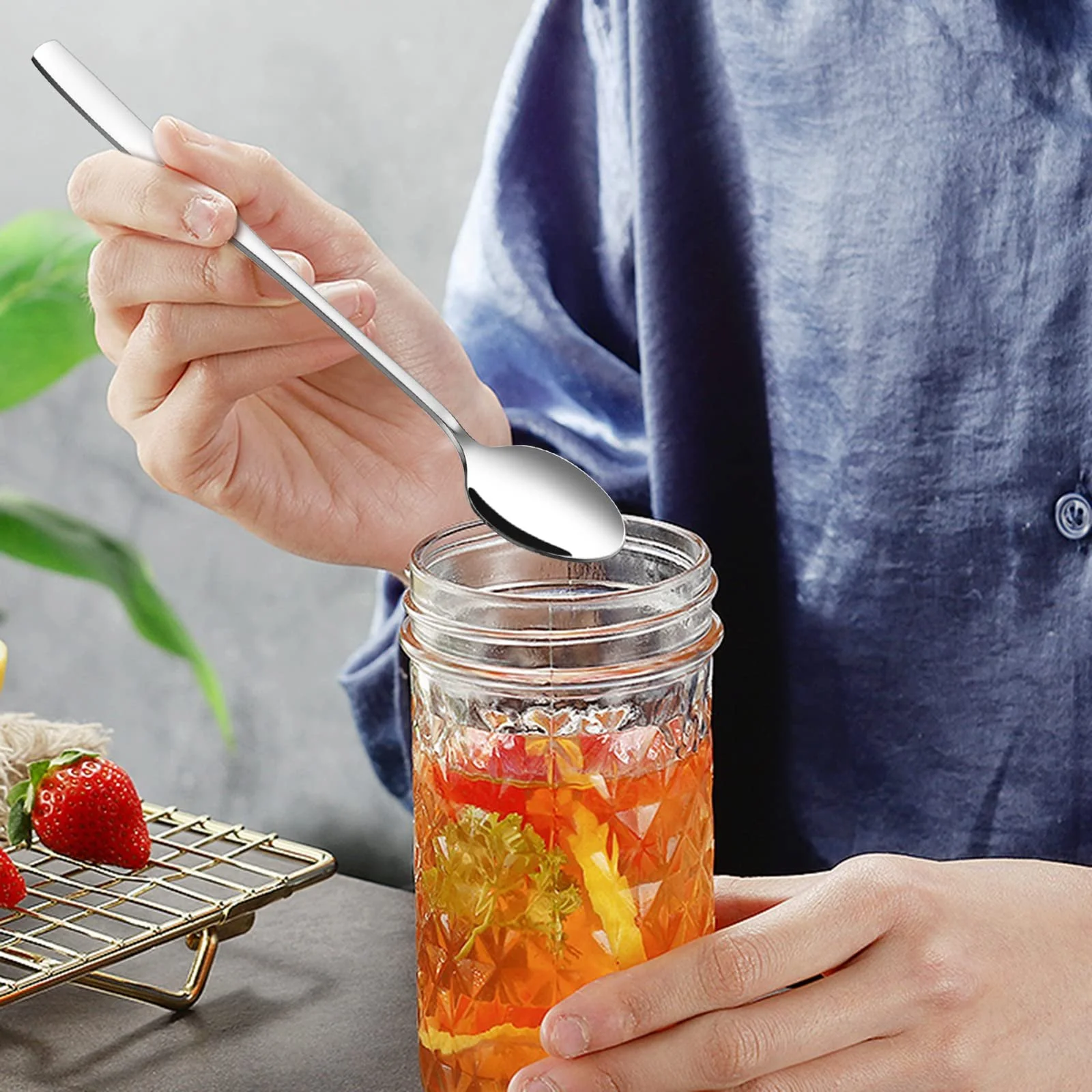 Ложки чайні Callyne 12 шт. з нержавіючої сталі з довгою ручкою, фото №5