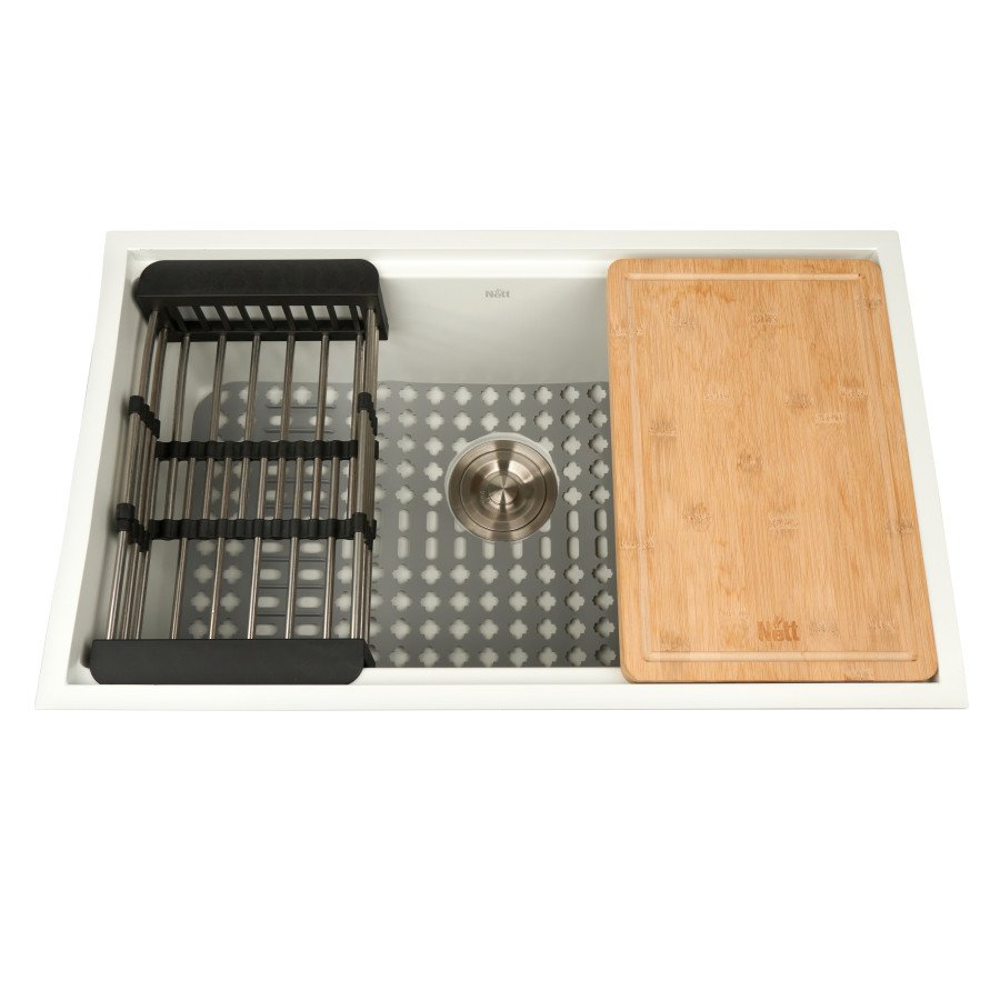 Біла мийка на кухню під стільницю 1 мм з нержавійки Nett NW-7042, фото №4