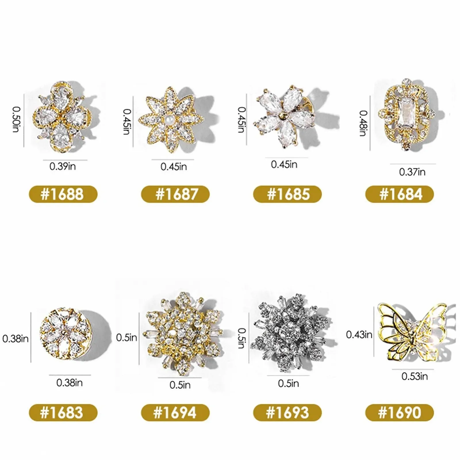 Украшение для ногтей Циркон 3D Роскошь Вращение Кристалл Бриллиант Маникюр своими руками 3 шт (Цвет: 05), фото №5
