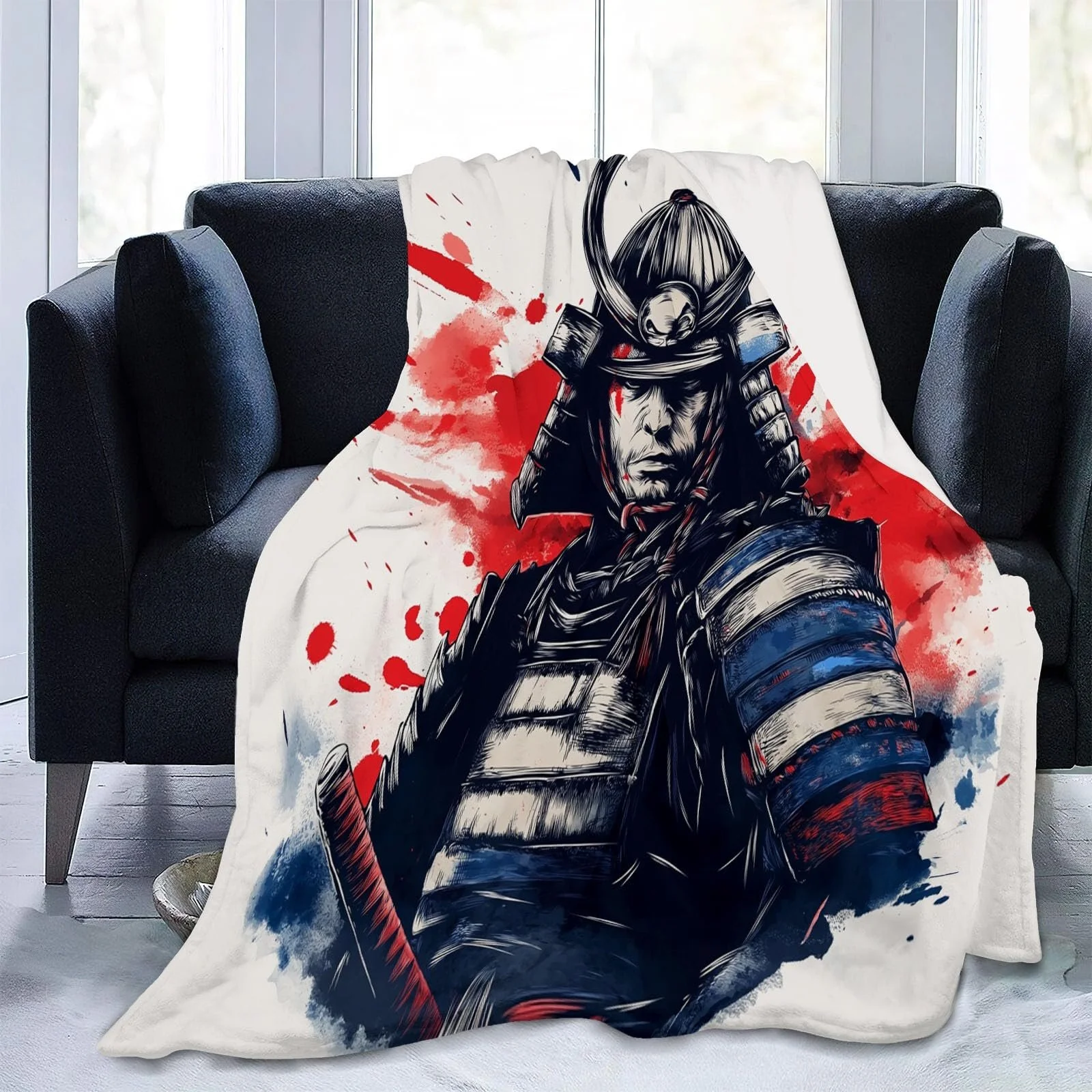 Плед Фланелевый Однотонный 180 x 220 см Красно-синий, фото №3