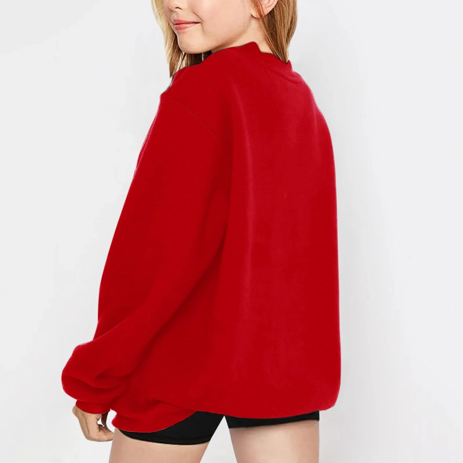 YHHRJAI Толстовка для девочки - Мягкий пуловер с круглым вырезом и принтом сердца, теплая хлопковая рубашка с длинными рукавами, повседневный топ, уютная куртка для малышей 3-14 лет, фото №3