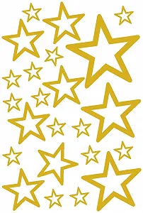 Наклейка на стіну Samunshi Stars Set Outline 14 x 2.5 см, 6 x 5 см, 2 x 7.5 см, 1 x 10 см, Золотистий - Фото 1