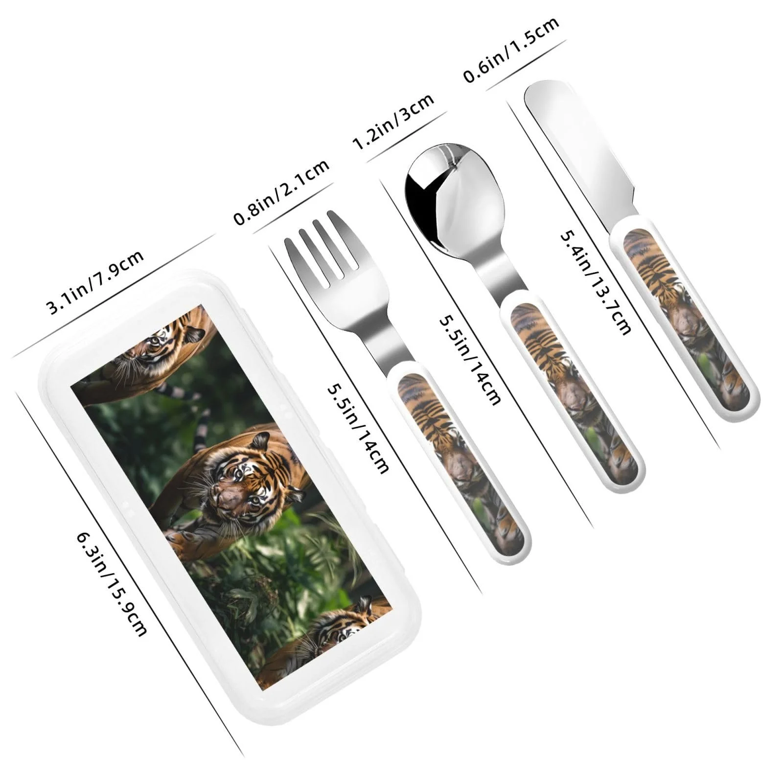 Дитячий набір столових приборів з Малюнком Тигрів, 3 предмети, фото №3 Дитячий набір столових приборів з Малюнком Тигрів, 3 предмети, фото №3
