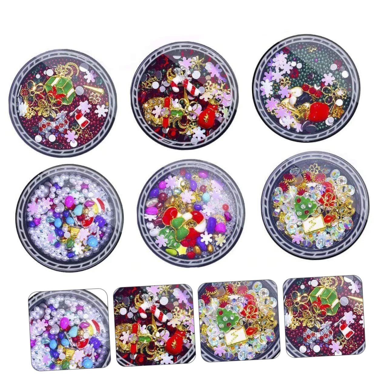 Стрази для нігтів Різдвяні FRCOLOR, кристали, різдвяний дизайн, фото №6