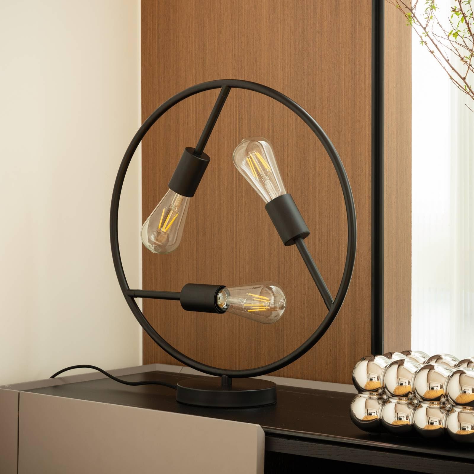 Настільна лампа Lucande Linnard дизайнерська модерн метал 3 лампи E27 чорна, фото №3