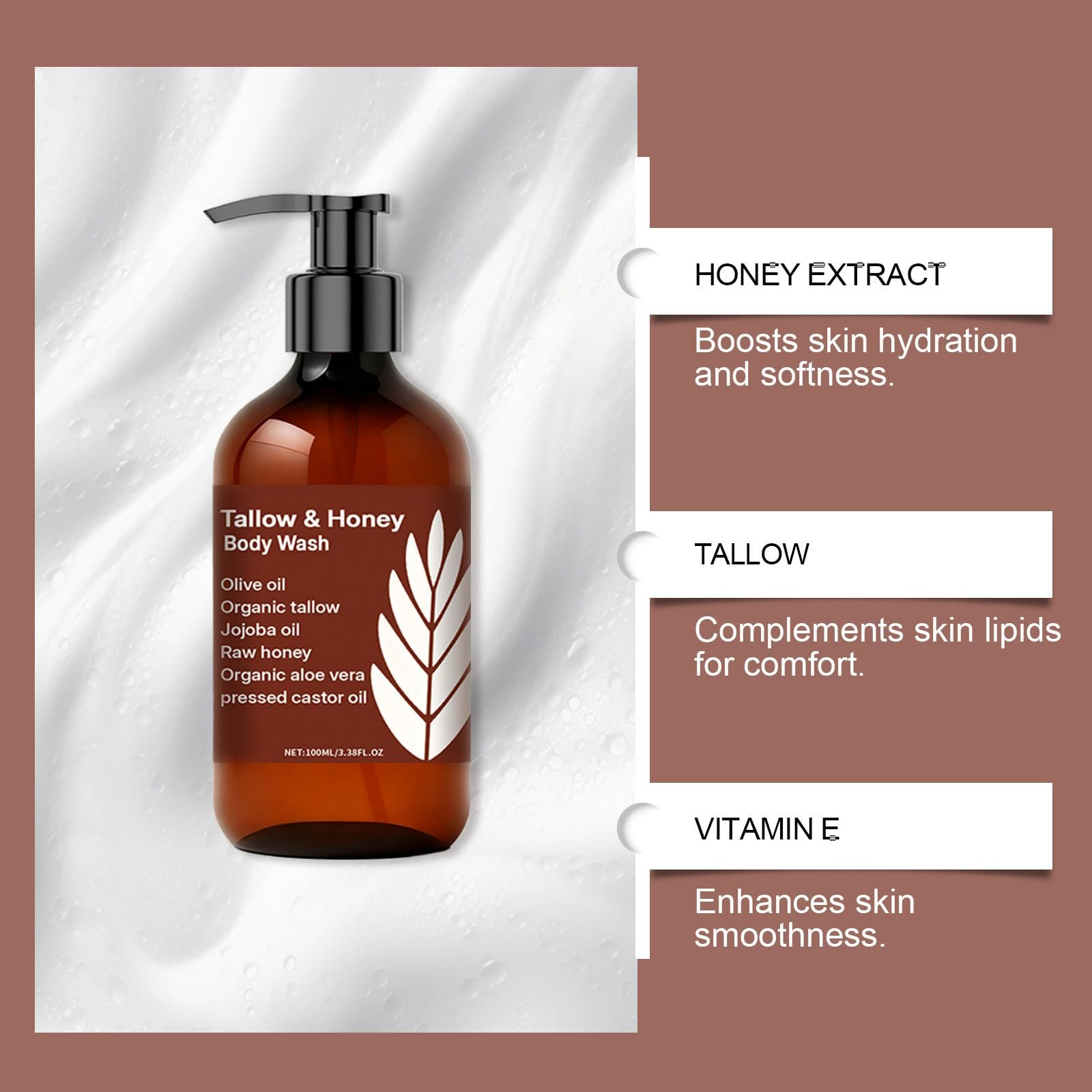 Гель для душу Tallow and Honey Organic Aloe Vera and Jojoba Oil Глибоке очищення та зволоження 100 мл Набір з 2 шт, фото №2