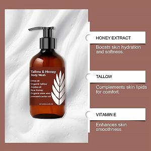 Гель для душу Tallow and Honey Organic Aloe Vera and Jojoba Oil Глибоке очищення та зволоження 100 мл Набір з 2 шт synthetic.ua - Фото 1