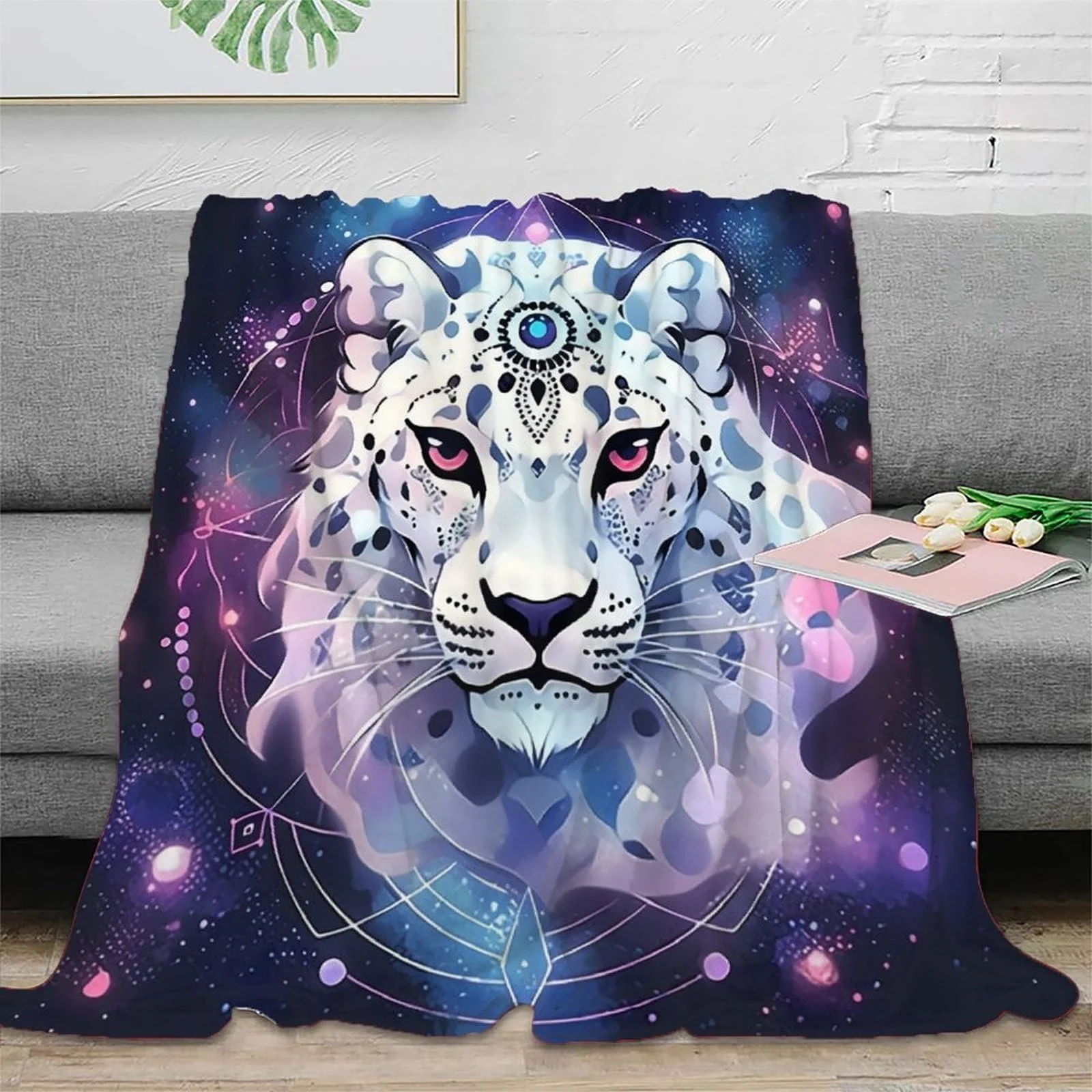 Покривало Плюшева Милий Сніжний Леопард, Сірий, 100 x 130 см, фото №2