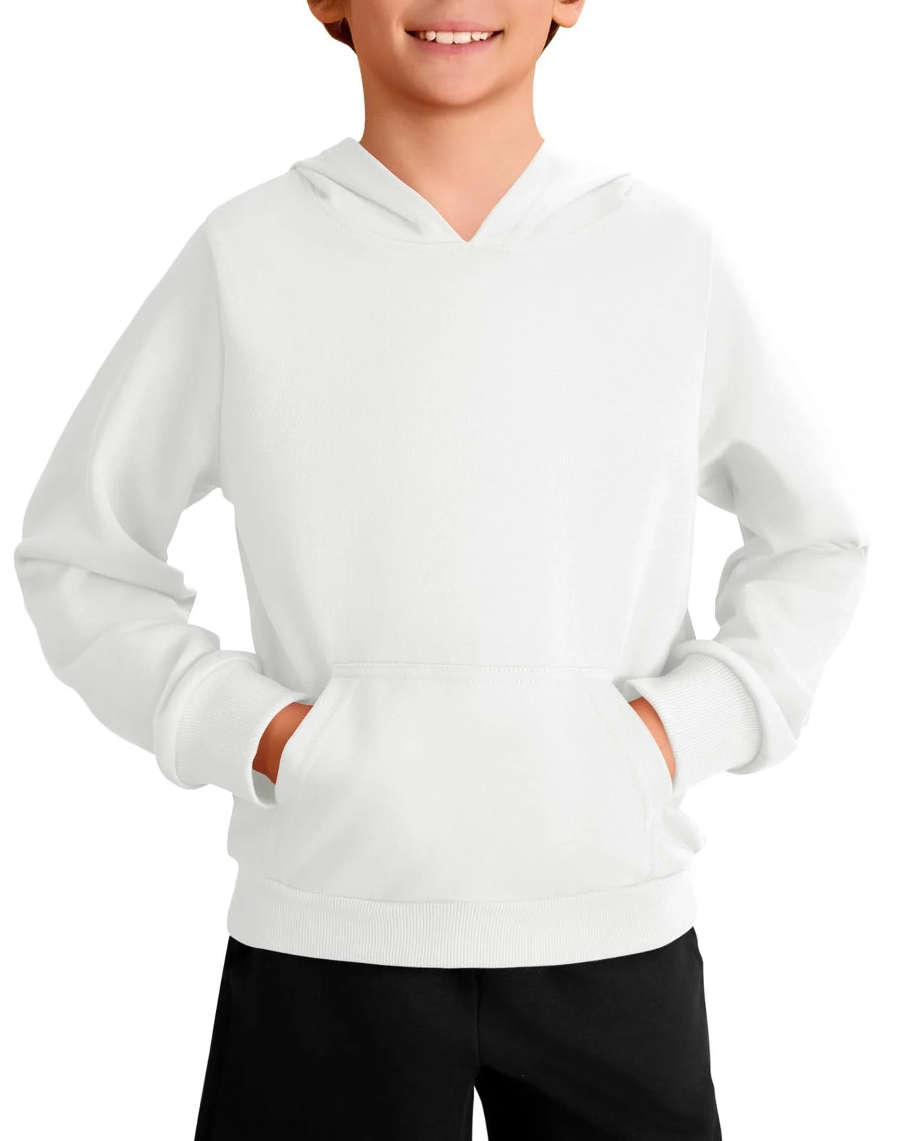 Худи Haloumoning для мальчиков, с длинными рукавами, модная толстовка, однотонная, повседневная, стандартного кроя, с карманом-кенгуру, для детей 5-14 лет, фото №1