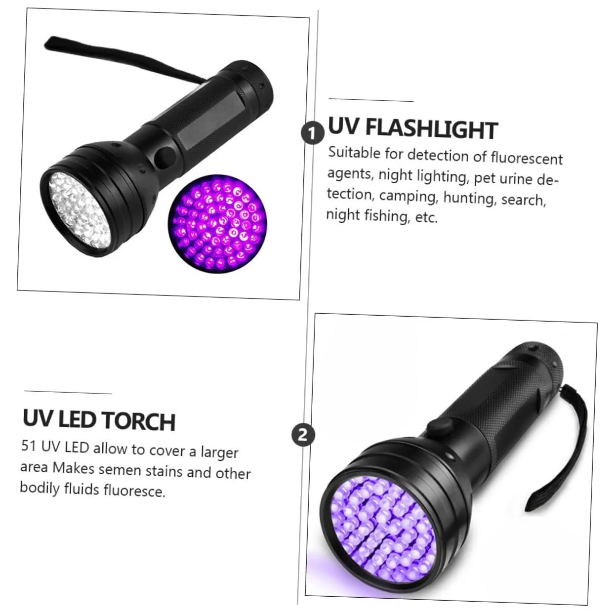Ліхтар Veemoon LED UV Ультрафіолетовий ліхтарик Алюмінієвий сплав для кемпінгу Полювання Виявлення сечі домашніх тварин, фото №8