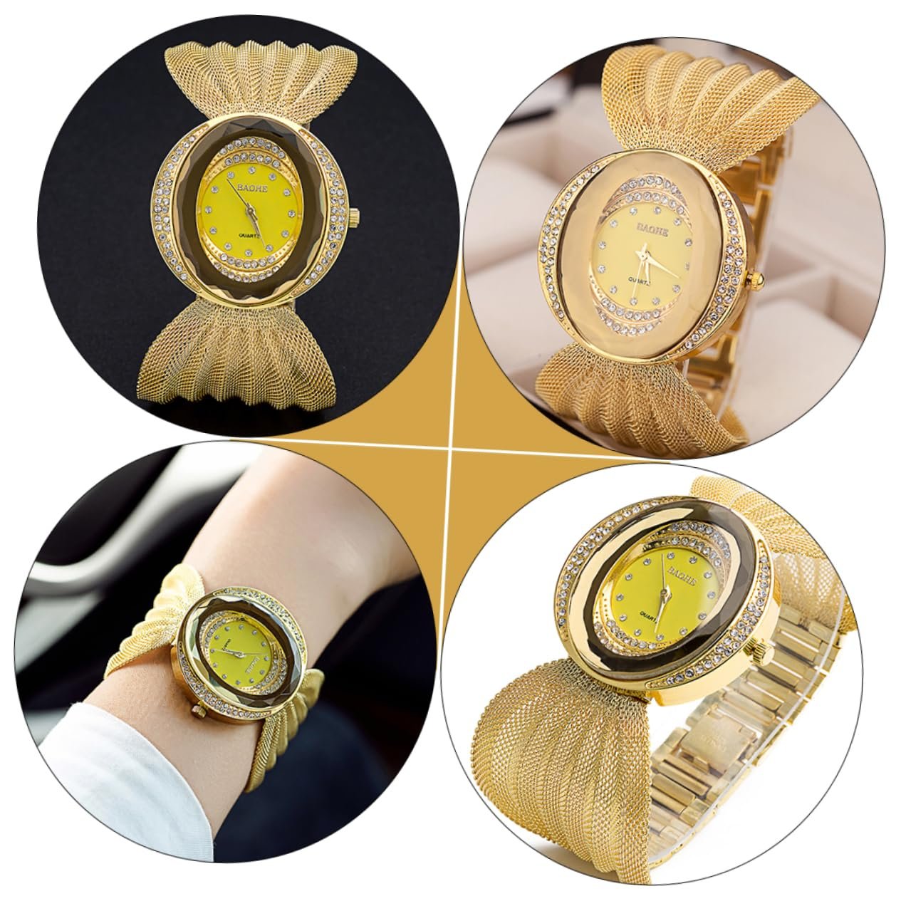 Часы Healvian овальные Chic женские кварцевые с сетчатым ремешком, фото №8