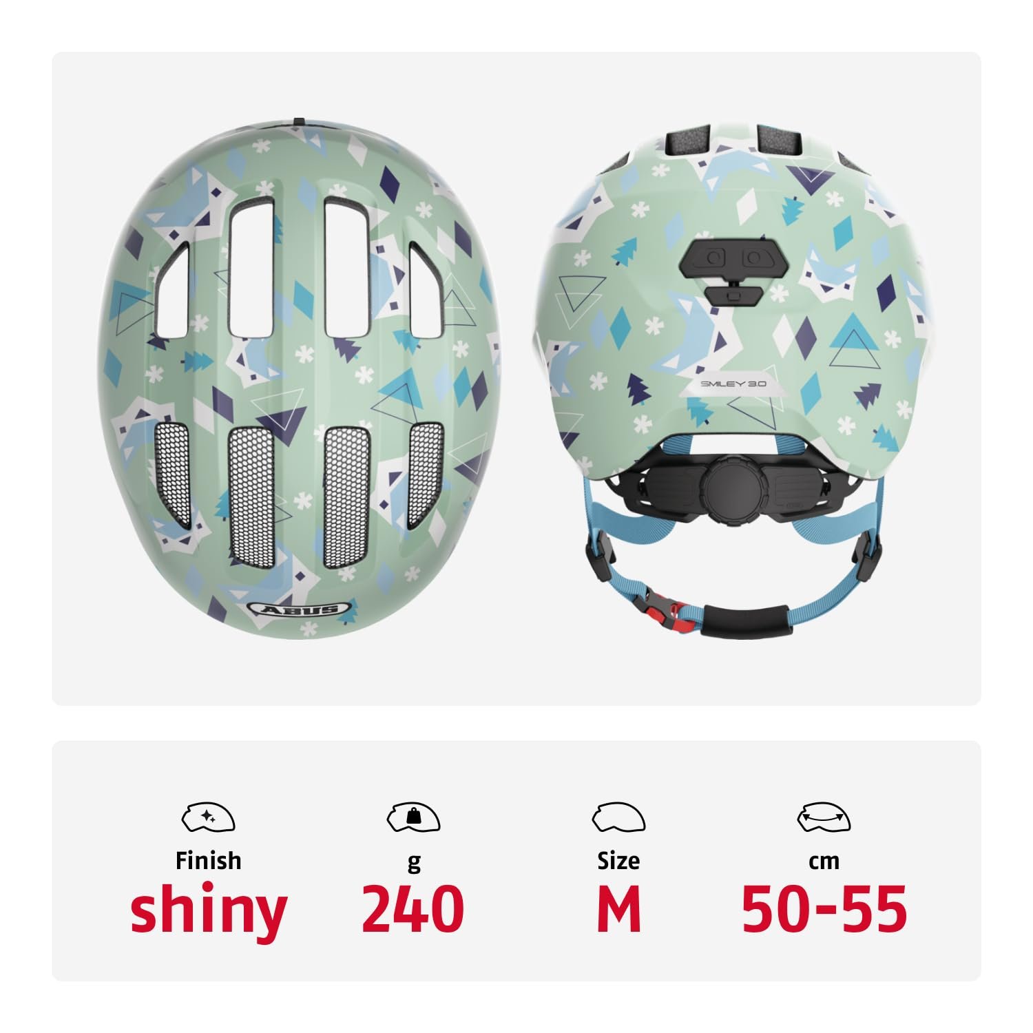 Шолом Велосипедний ABUS Smiley 3.0 M, світло-зелений з візерунком (зелений Nordic), фото №3