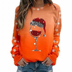 Женский Свитшот Generisch Модный с принтом ",Merry Christmas", O-образный вырез, круглый вырез, подходящие пуловеры, топы, повседневные рубашки для тренировок с длинными рукавами, свободная блузка 2025 - Фото 1