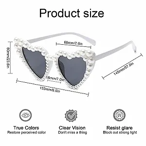 Сонцезахисні окуляри Форма Серця MUNSKT Вінтаж Fashoin Cat Eye Перли UV400 Білий synthetic.ua - Фото 1