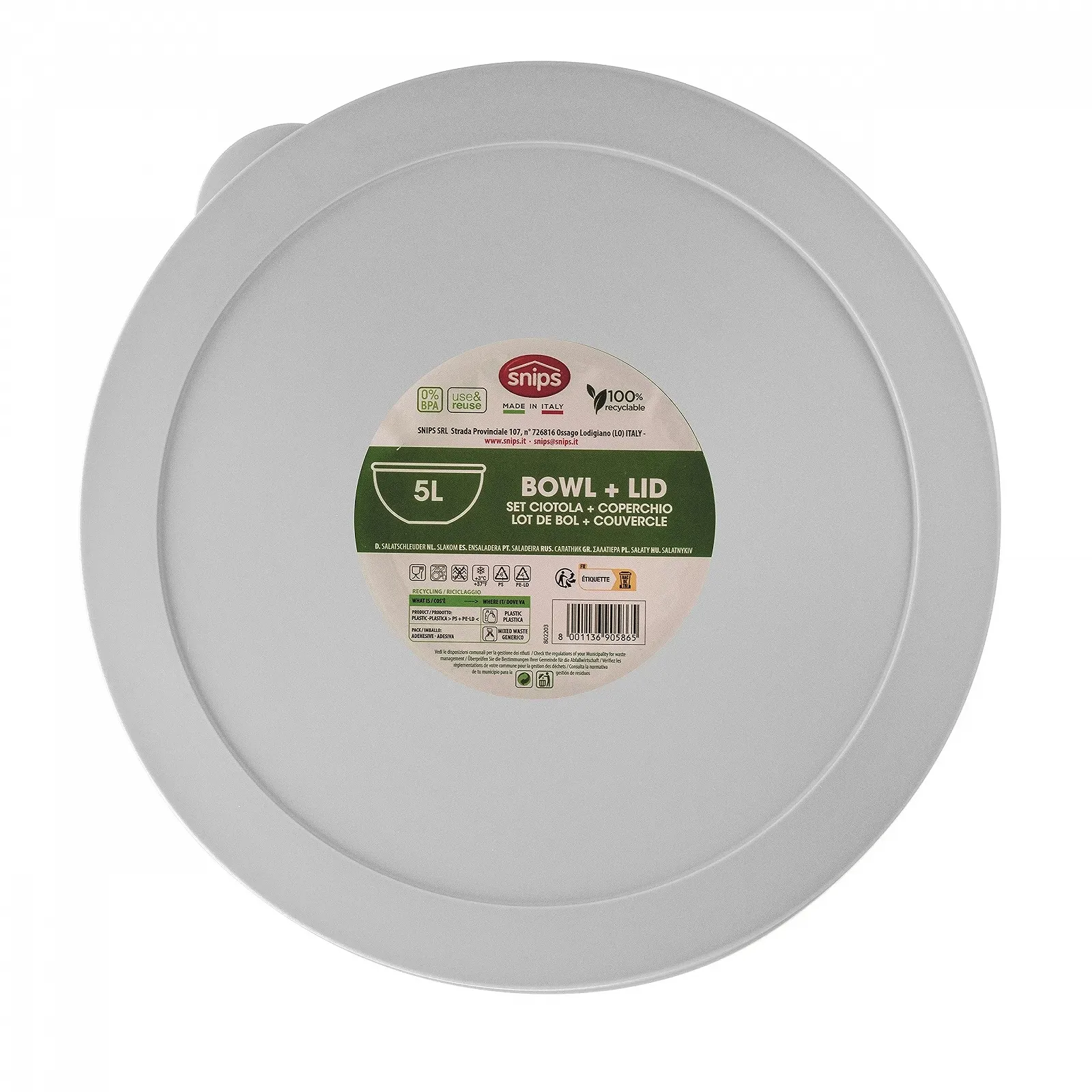 Салатник Snips Пластик 5 л Белый 27 x 27 x 15 см, фото №4