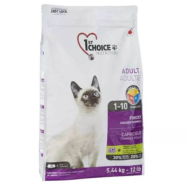 Сухий корм 1st Choice Adult Finicky Chicken 5.44 кг фініки і курятини для привабливих кішок, фото №1