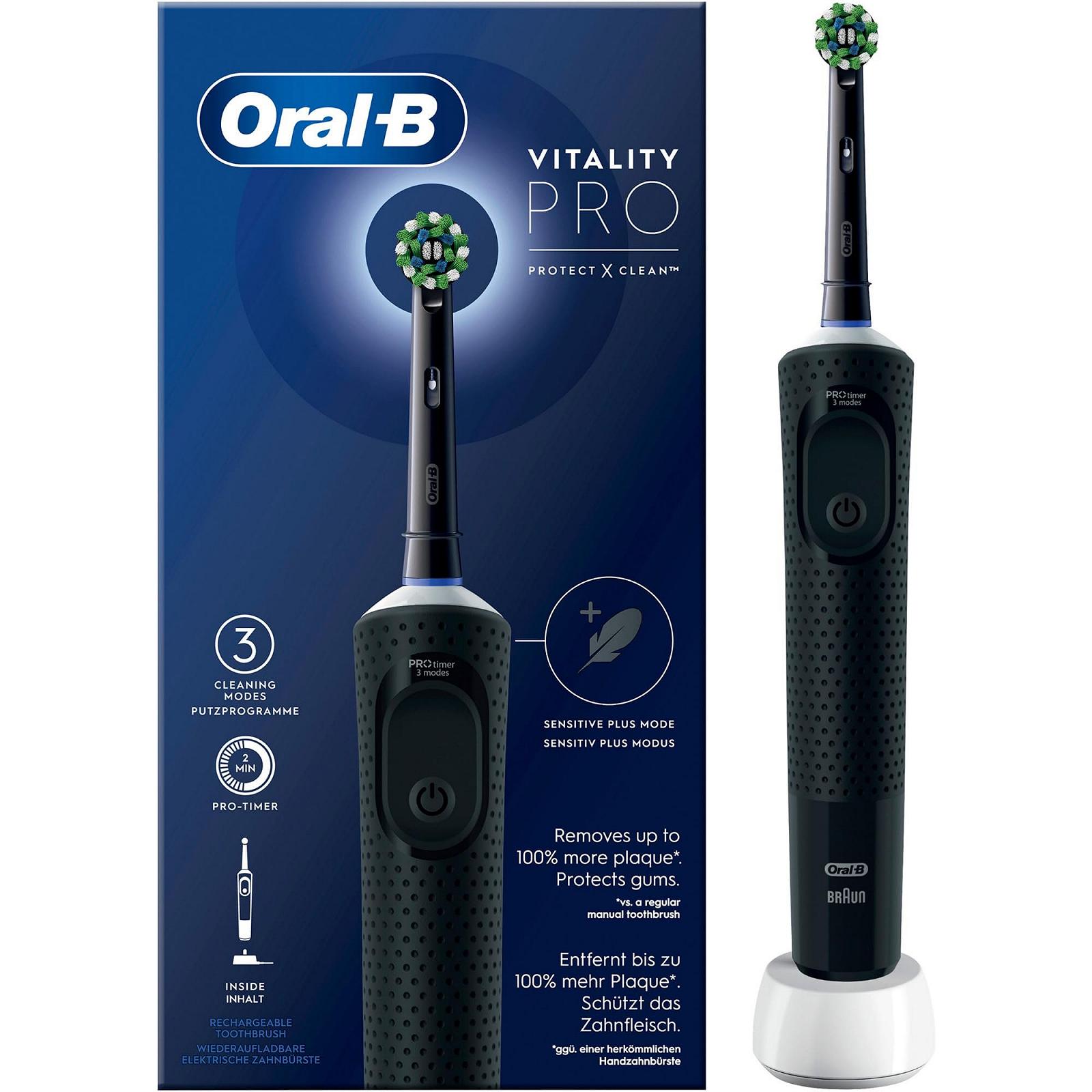 Зубна щітка електрична Oral-B Vitality Pro 3 режими, чорна, фото №1