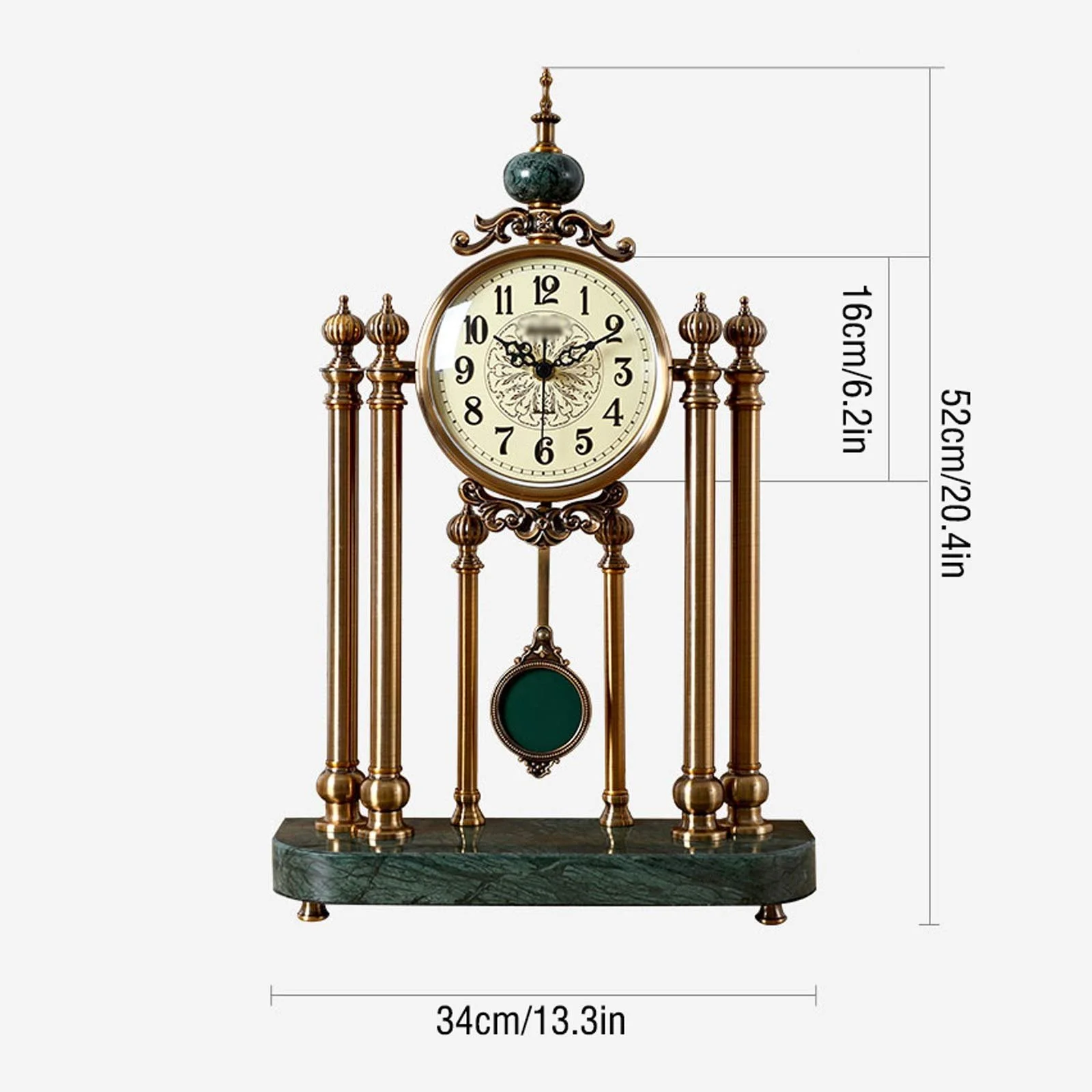 Настольные часы Yixinzi-2024 Премиум класса, большие, тихие, маятниковые Для спальни, гостиной, офиса, фото №2