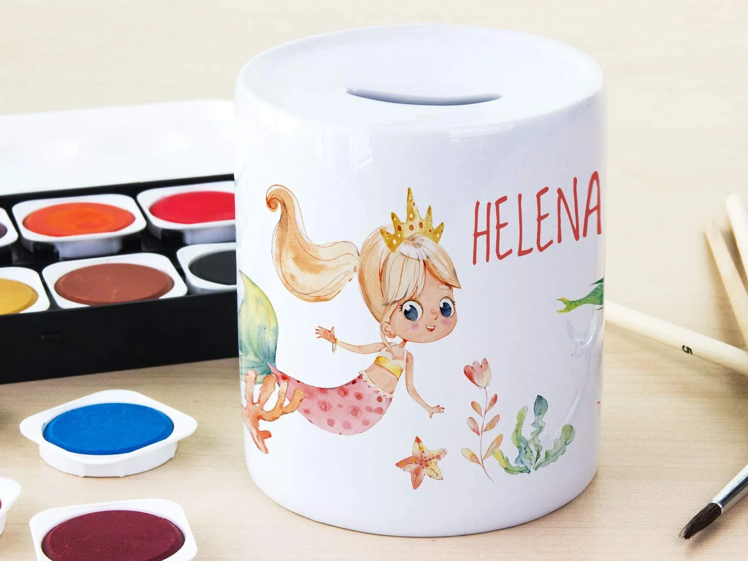 Скарбничка GRAZDesign Русалонька керамічна персоналізована для дівчаток, фото №7