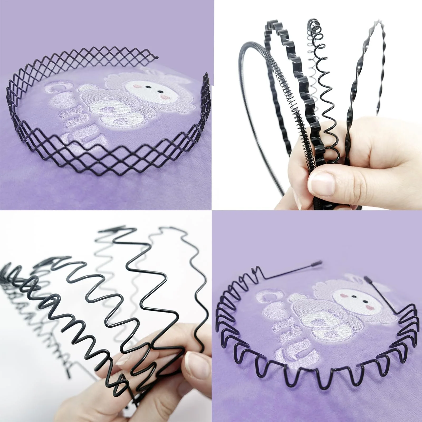 Обруч Метал набір 12шт Хвилястий Зигзаг Чорний, фото №6