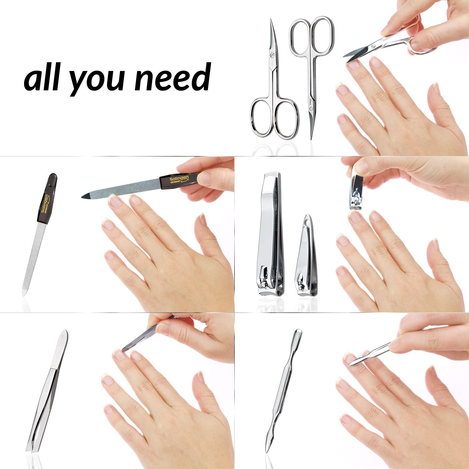 Набір для манікюру Solingen marQus 7 предметів у шкіряному чохлі з нікельованої полірованої сталі, фото №4 Набір для манікюру Solingen marQus 7 предметів у шкіряному чохлі з нікельованої полірованої сталі, фото №4