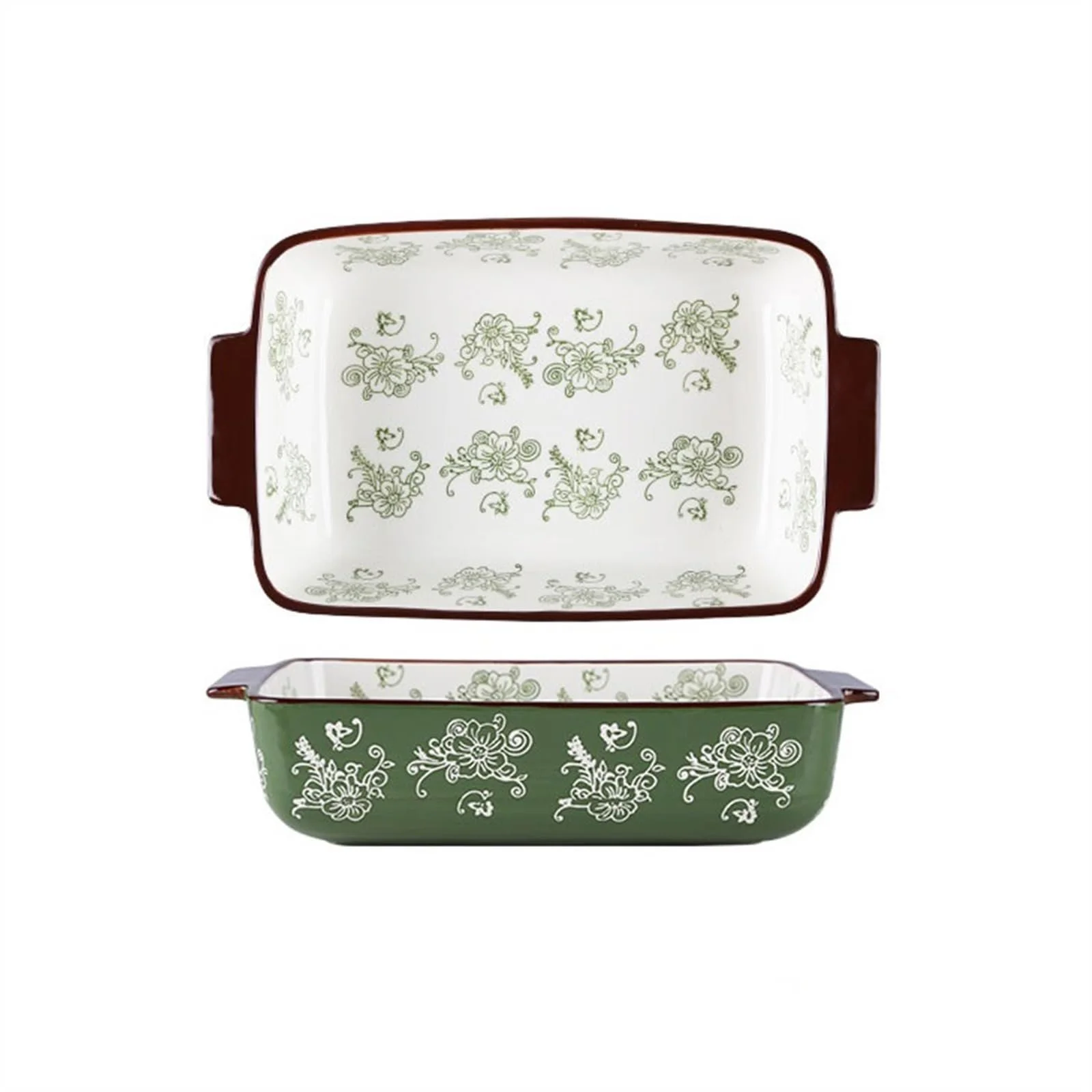 Форма для запекания керамическая европейский стиль с двумя ручками большая 2000 мл 32,8 x 19,8 x 7,4 см, фото №1