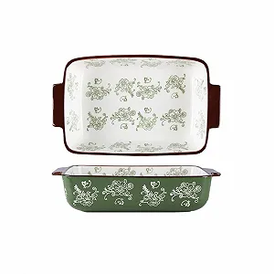 Форма для запекания керамическая европейский стиль с двумя ручками большая 2000 мл 32,8 x 19,8 x 7,4 см - Фото 1