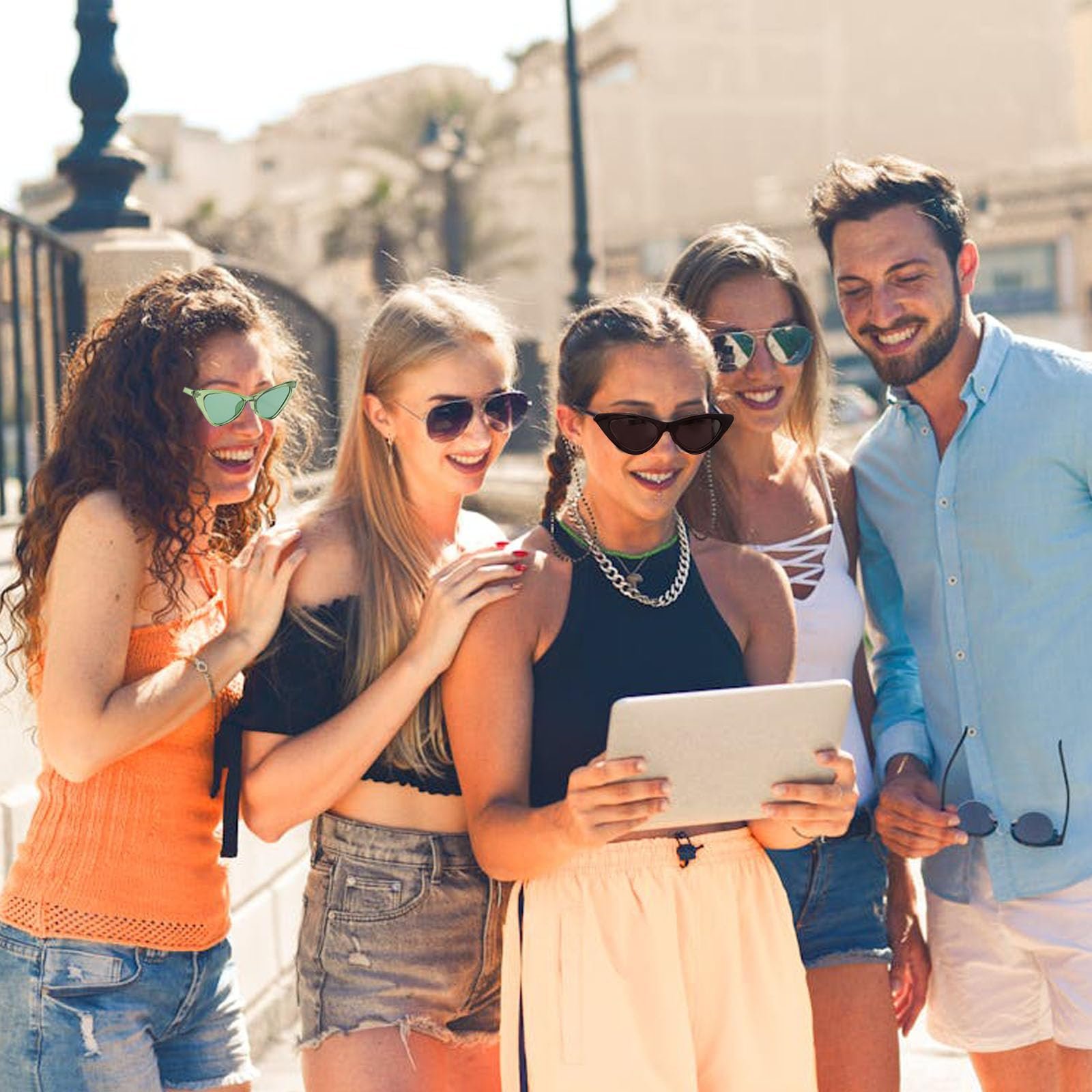 Вінтажні сонцезахисні окуляри «котяче око» Унісекс, 4 пари, чорні, бежеві, фото №7 Вінтажні сонцезахисні окуляри «котяче око» Унісекс, 4 пари, чорні, бежеві, фото №7