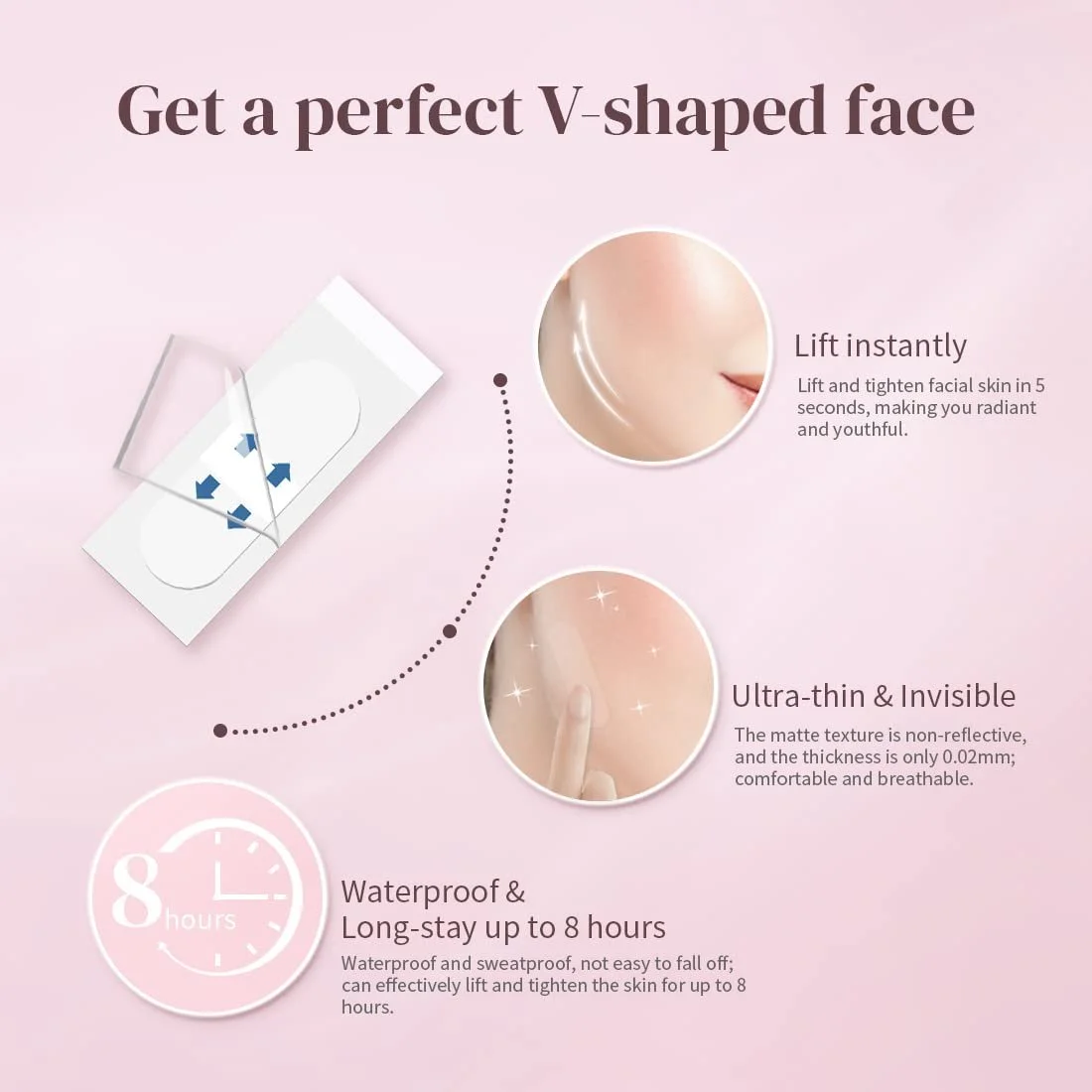 Тейп для лица Невидимый для V-образной формы лица, 40 штук, фото №2