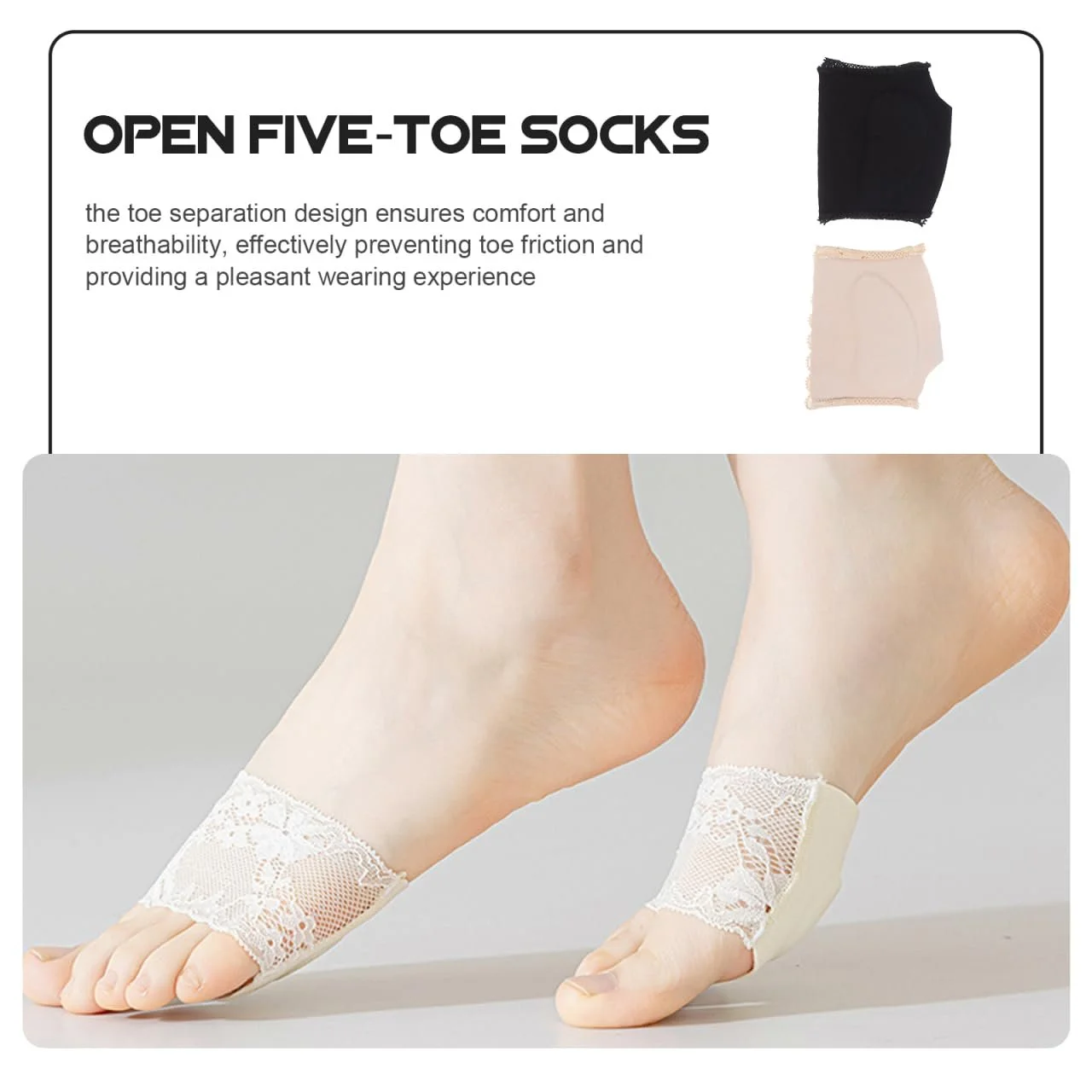 Шкарпетки з пальцями Brand Invisible Half Soles з подушечками комфорту, 2 пари, фото №5