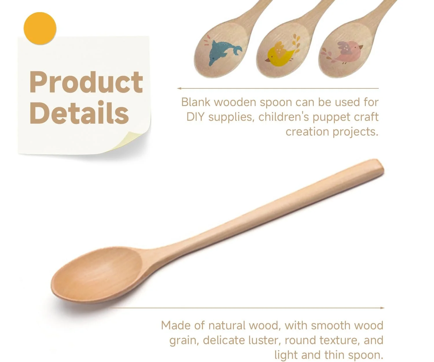 Ложка Дерев'яна довга ручка NoName 23.5 см Дерев'яний, пакування 20 шт, фото №3 Ложка Дерев'яна довга ручка NoName 23.5 см Дерев'яний, пакування 20 шт, фото №3