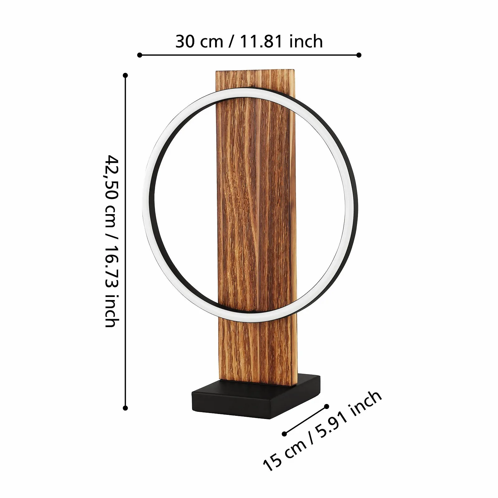 Настільна лампа LED EGLO Boyal 1-лампова дерево/метал/пластик з вимикачем Коричневий/Чорний/Білий, фото №6