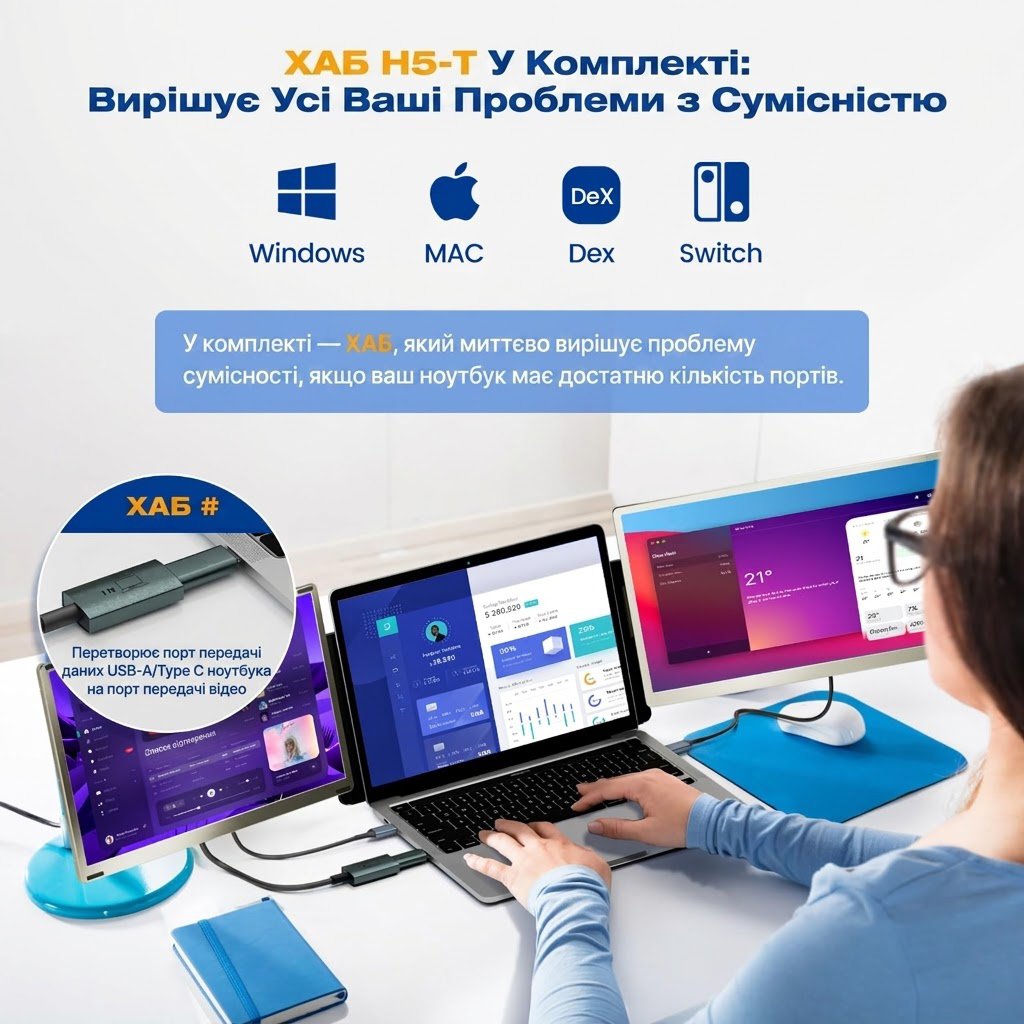 Монитор портативный 15.6" KEFEYA S6 Full HD IPS 60 Гц, фото №5