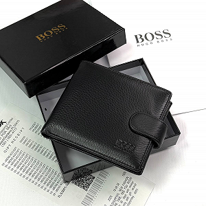 Купити Чоловічий шкіряний гаманець на кнопці Boss - Фото 1 Чоловічий шкіряний гаманець на кнопці Boss - Фото 1