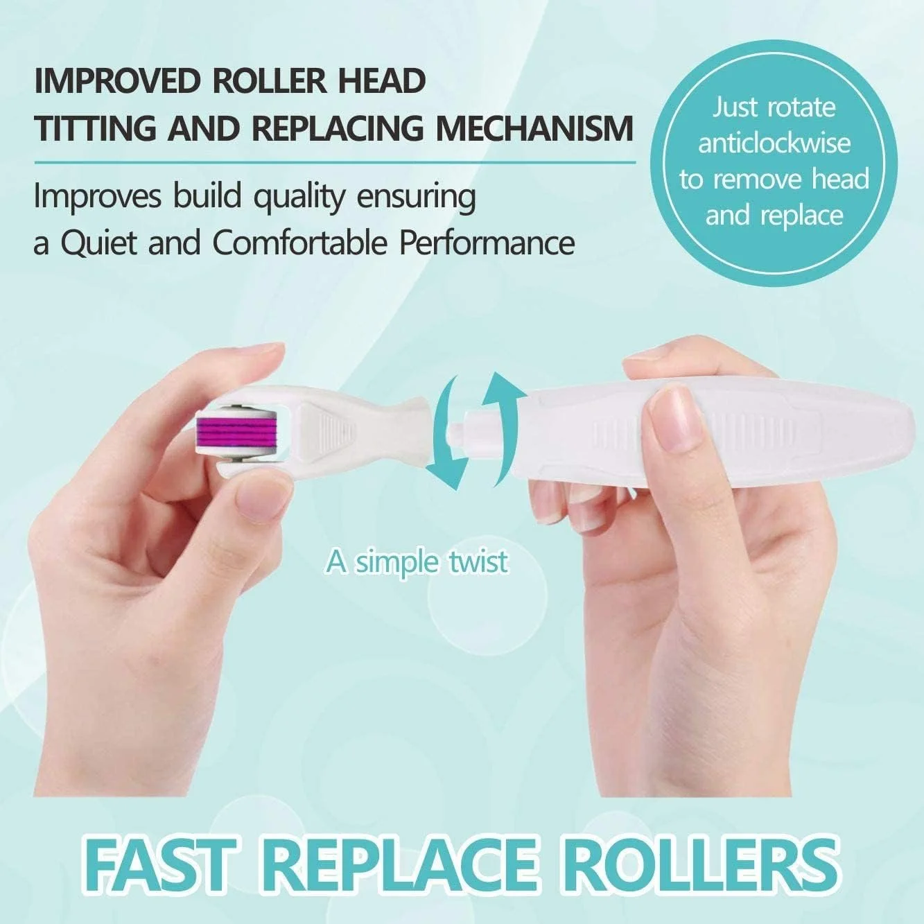 Дермаролер Angel Kiss 4 в 1, набір мікроголкових ролерів, 300 голок 0,5 мм, 720/1200 голок, 1,0 мм, фото №6