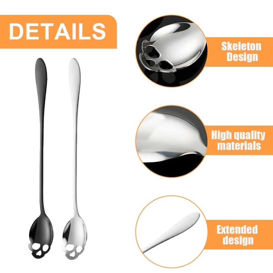 Набір ложок AYV Skull з 4 штук, з нержавіючої сталі, фото №3