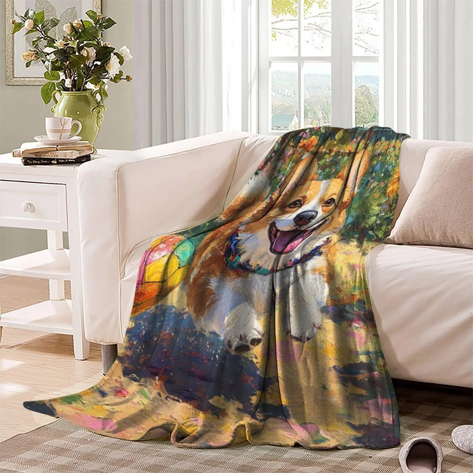 Покривало Corgi Dog Unning Colourful Ball М'яка Плюшева Фланелева, фото №3