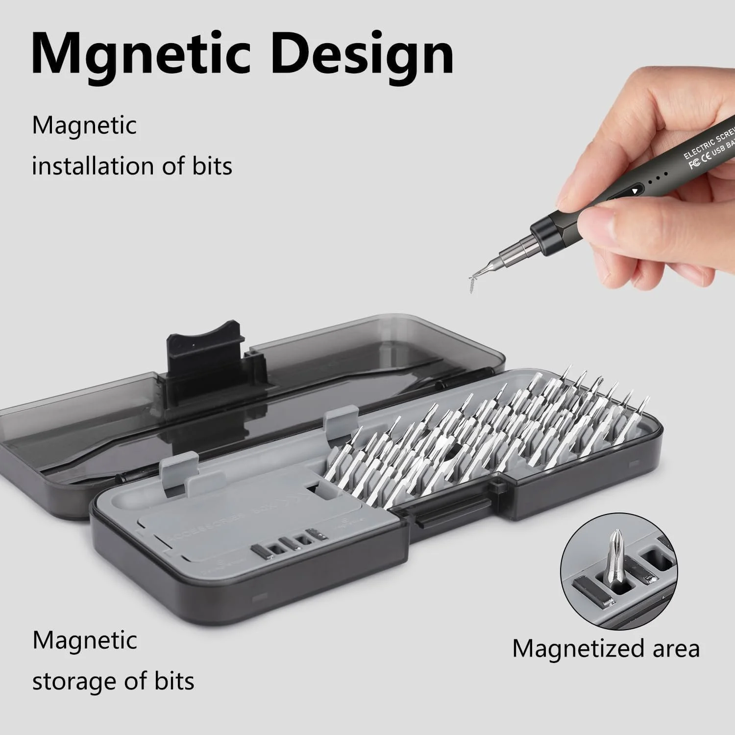 Акумуляторна прецизійна викрутка 46-в-1 USB портативна, фото №3