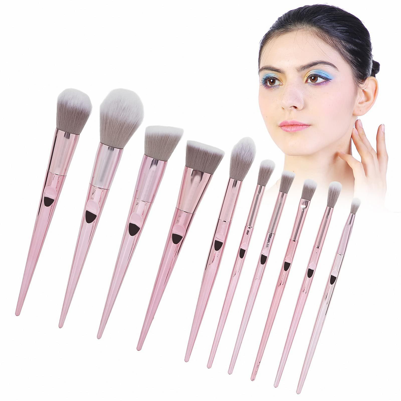 Набір кистей для макіяжу Verdant Touch, 10 шт., з м'якою ручкою для великого пальця, для пудри та тіней, колір шампанське золото, фото №4