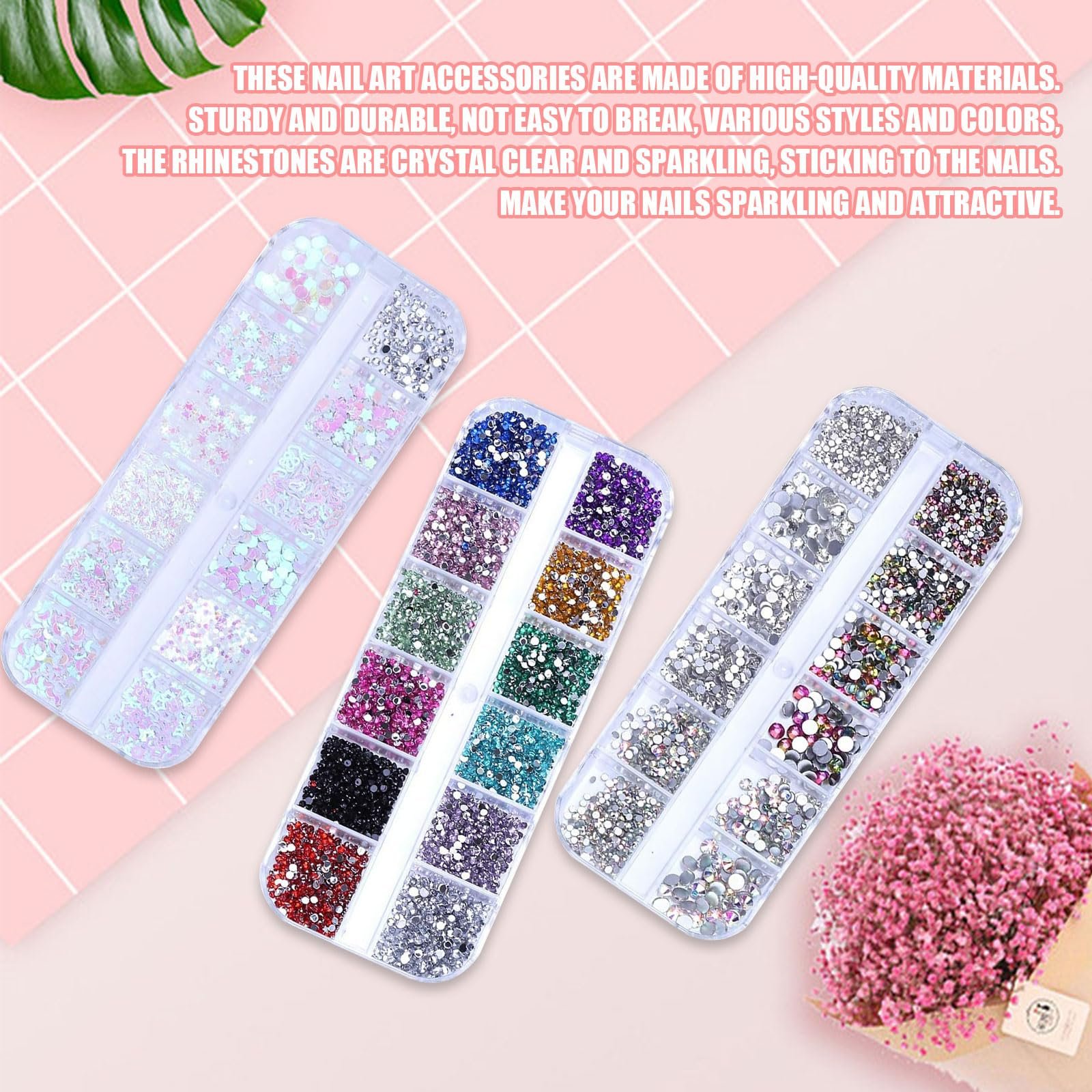 Стразы для ногтей Кристалл AB Камни для блесток для ногтей с плоским дном, сердце, звезда, блестки для ногтей, драгоценные камни, бриллианты для ногтей, лица, одежды, поделок, 4200 шт., фото №3