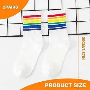 Носки Rainbow Pride, 2 пары, спортивные носки CSD, ЛГБТК аксессуары унисекс, подарки Rainbow, Gay Pride, белые, для мужчин и женщин synthetic.ua - Фото 1