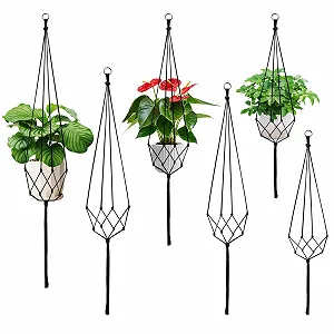 Підвісні кашпо макраме бавовняна мотузка 60/80/100 см 6 шт Чорний - Фото 1