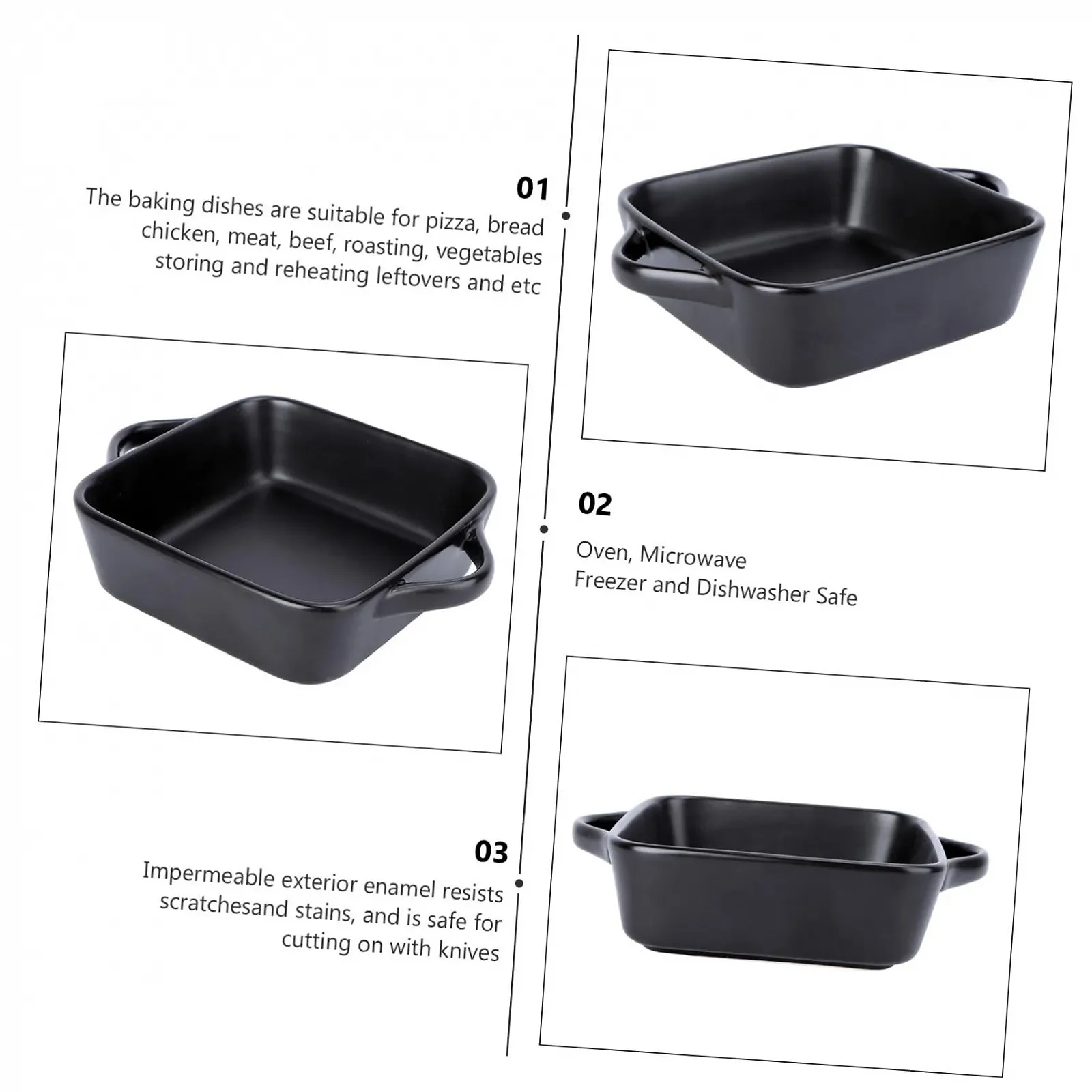 Форма для запікання VALICLUD прямокутна термостійка з ручками чорна, фото №6