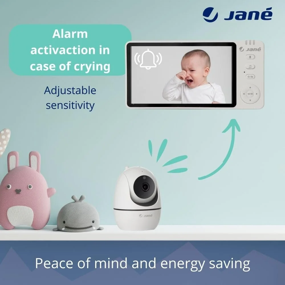 Дитяча відеоняня з монітором 5'' Jané Eye Pro з поворотною камерою енергозберігаючим акумулятором Wi-Fi Білий, фото №3 Дитяча відеоняня з монітором 5'' Jané Eye Pro з поворотною камерою енергозберігаючим акумулятором Wi-Fi Білий, фото №3