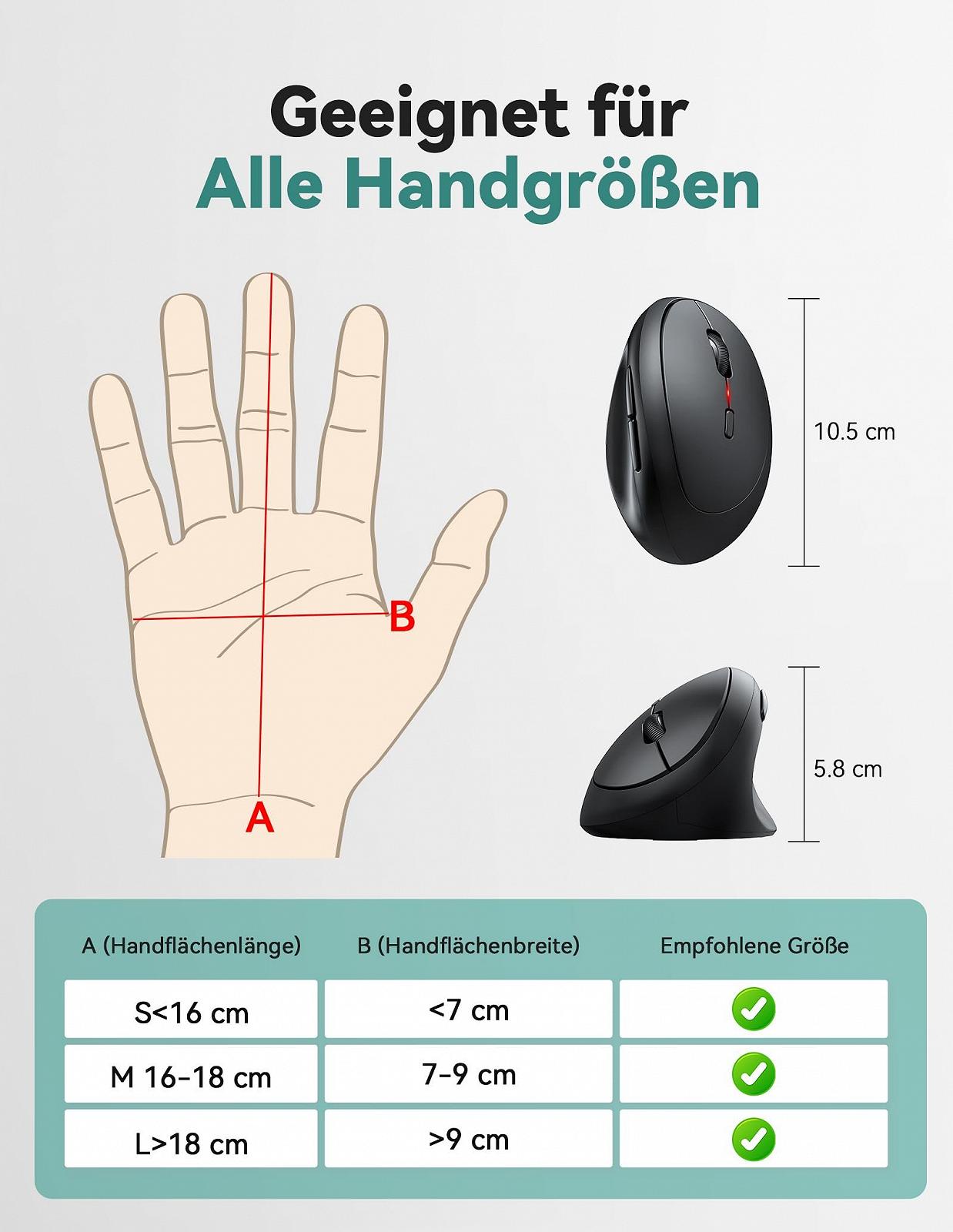 Мышь TECKNET Беспроводная Эргономичная Вертикальная 4800 DPI 6 Кнопок, фото №6