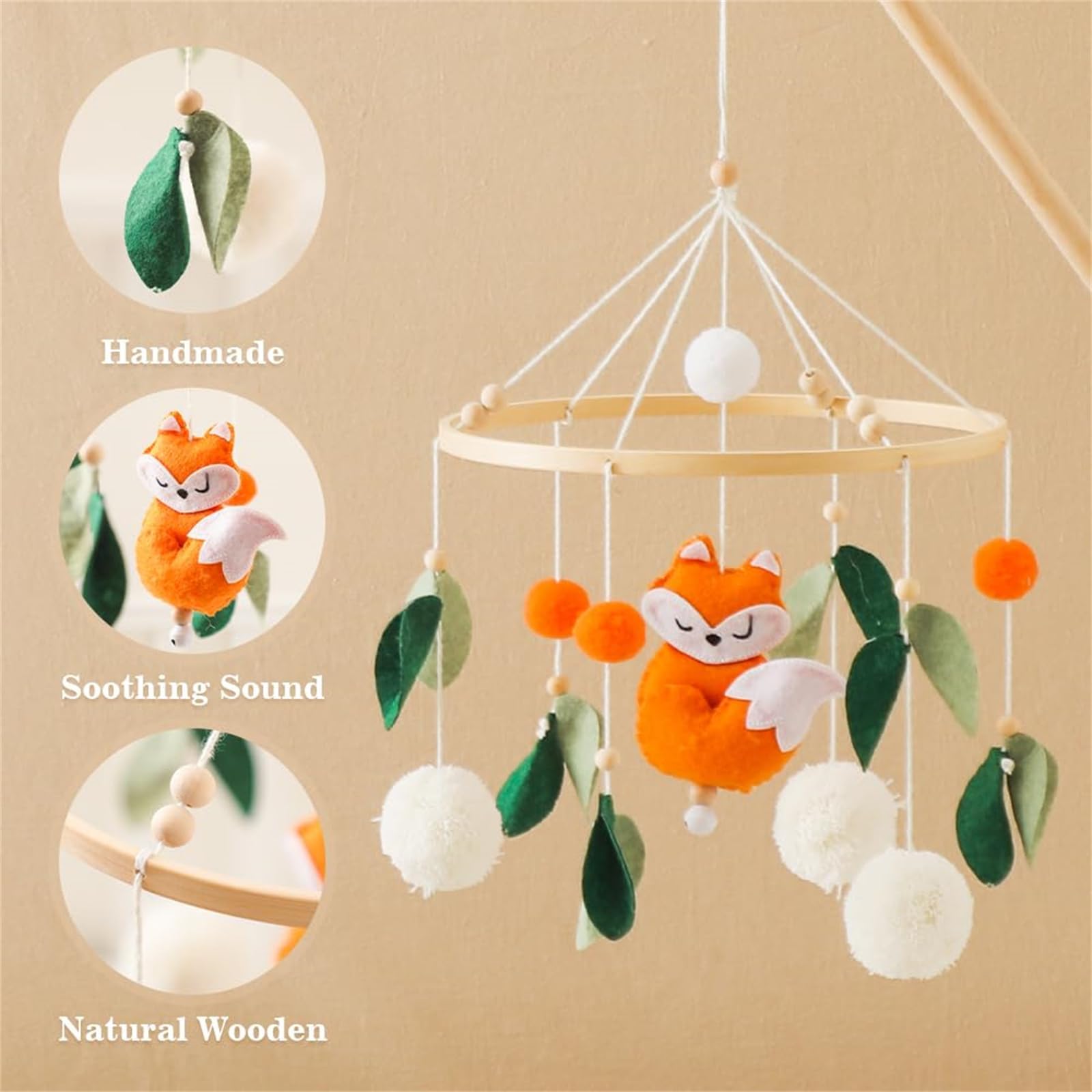 Мобіль Baby Wind Chime Фетрові Кулі Лисиця Декор Подарунок, фото №3